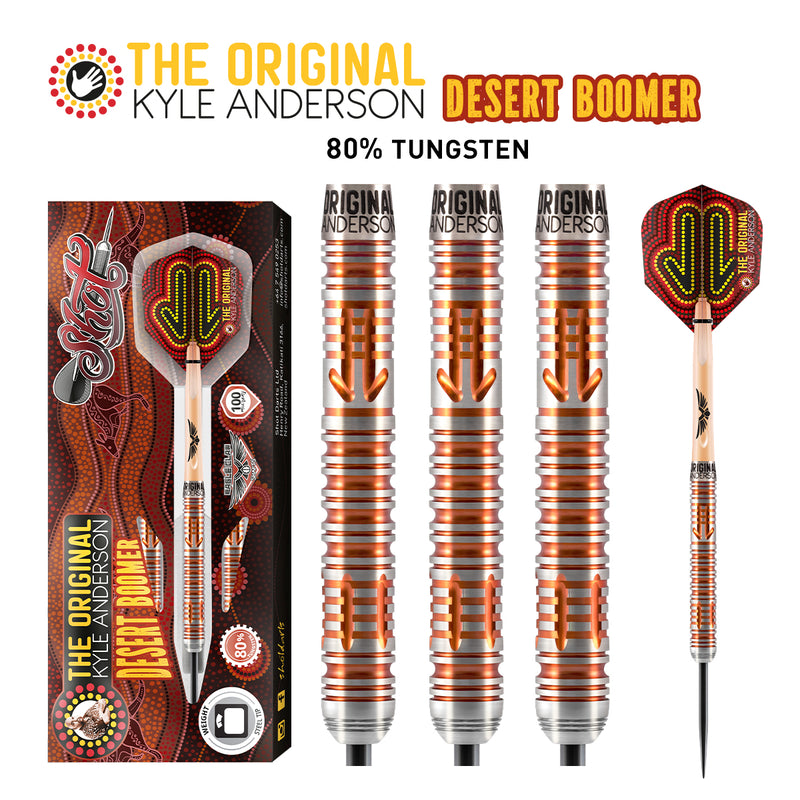 Shot Kyle Anderson Desert Boomer-Steel Tip Dart Set-80% Tungsten