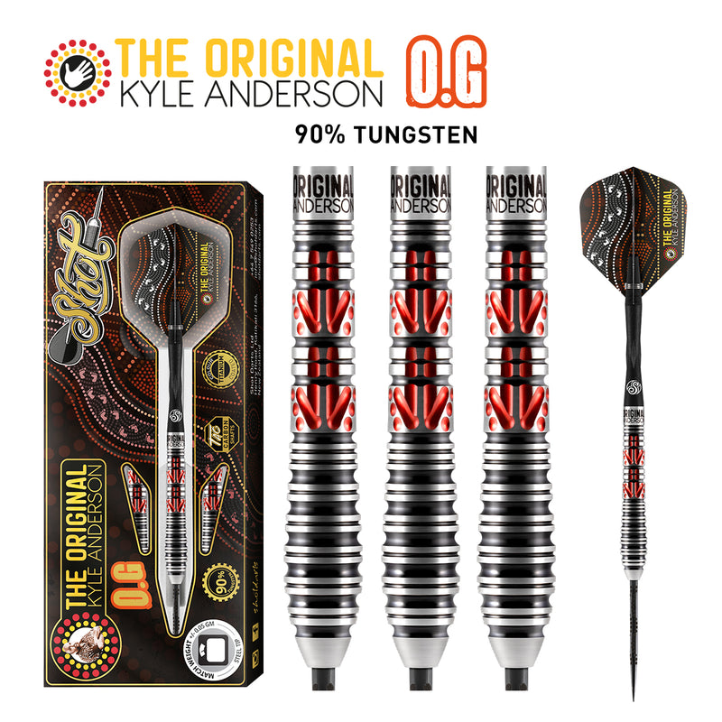Shot Kyle Anderson The Original "O.G."-Steel Tip Dart Set-90% Tungsten