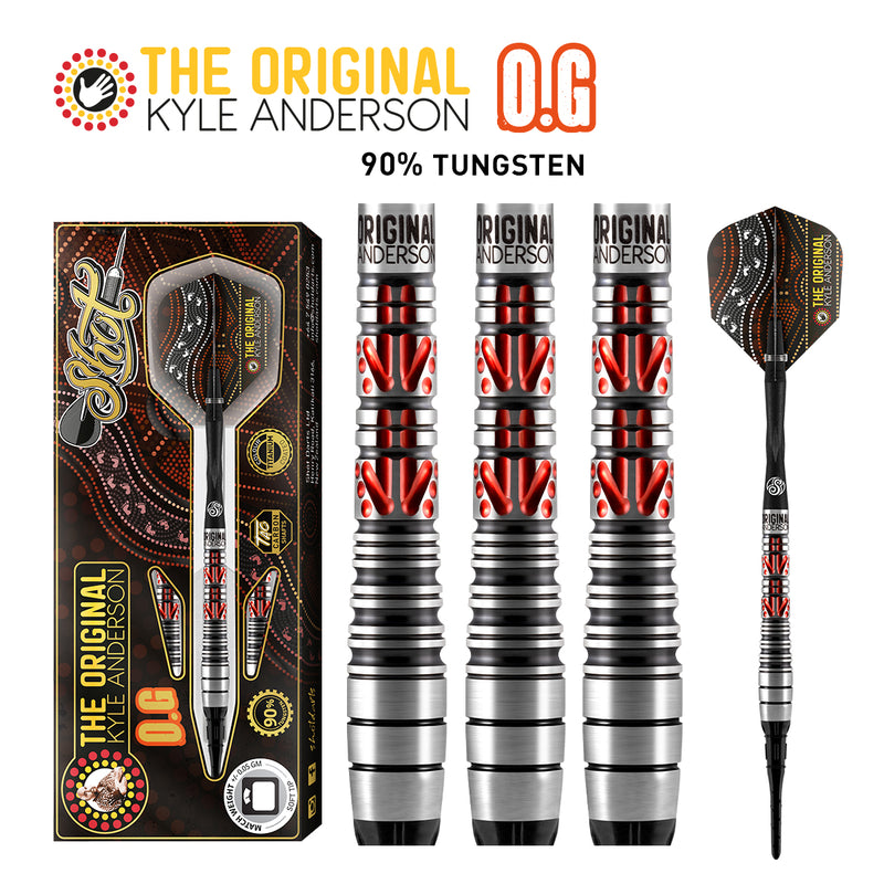 Shot Kyle Anderson The Original "O.G."-Soft Tip Dart Set-90% Tungsten