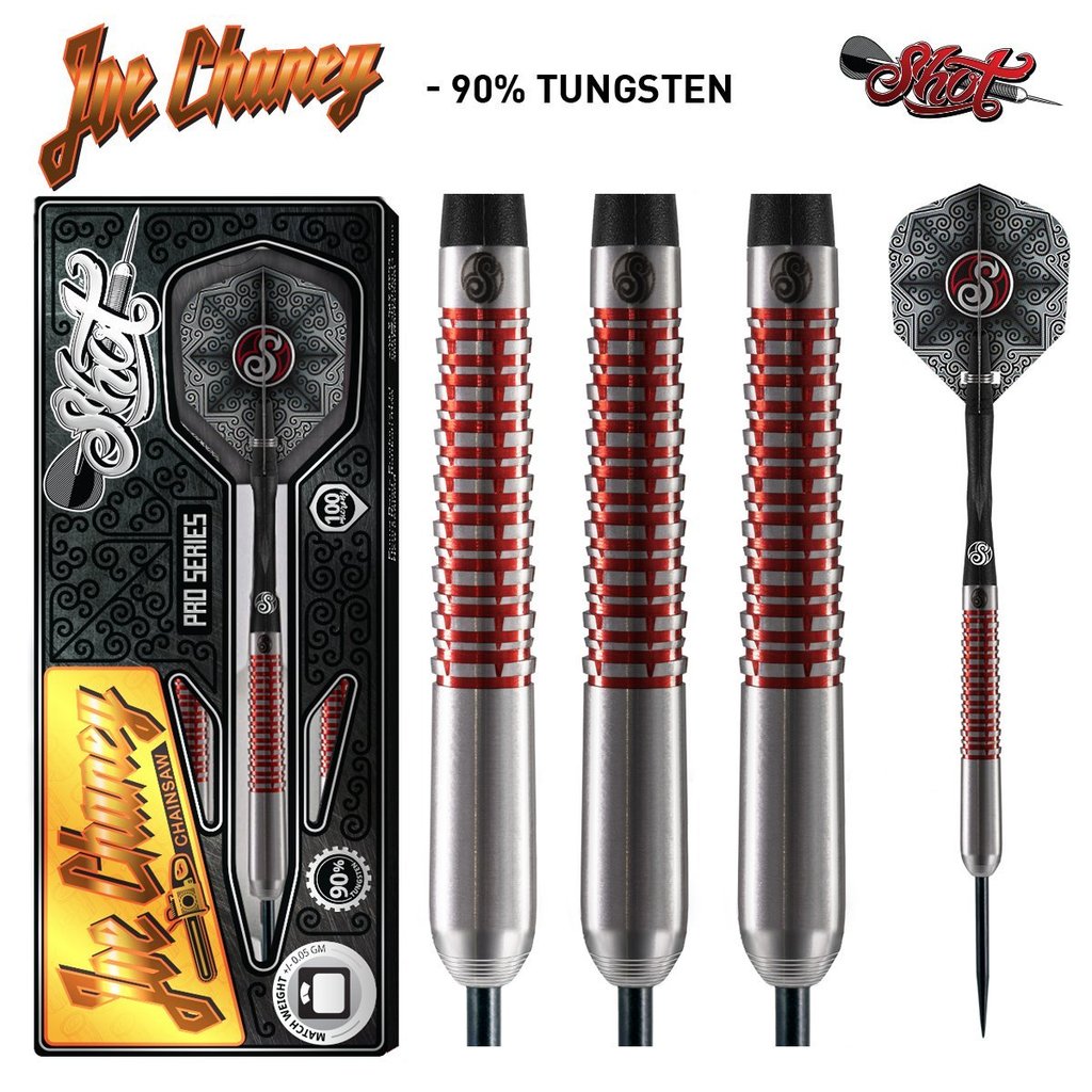 Shot! Darts Joe Chaney Dart-Set – 90% Wolfram, Weiche Spitzen, Inkl. Schäfte Und Flights, Für Profis Und Einsteiger