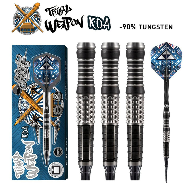 Tribal Weapon Koa Soft Tip Dart Set-90% Tungsten